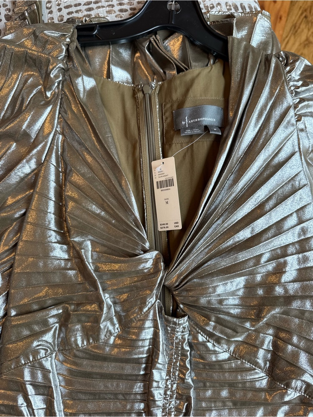 Anthropologie Short Sleeve Metallic Metallic Cutout Midi Dress - Picture 4 of 6